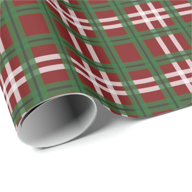 Christmas Plaid Green and Red Wrapping Paper (Roll Corner)
