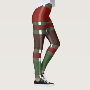 Christmas Plaid Green Burgandy Leggings