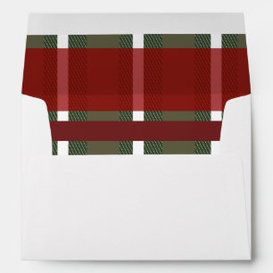 Christmas Plaid Green Burgundy Bridal Wedding Envelope
