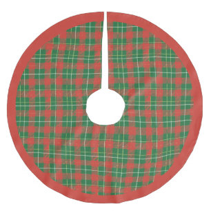 Christmas Plaid Green on Red Brushed Polyester Tree Skirt