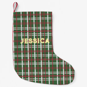 Christmas Plaid, Green, Red, White Small Christmas Stocking