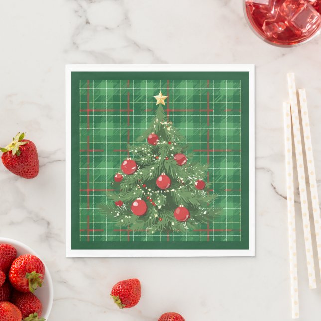 Christmas Plaid Green with Red Napkin (Insitu)