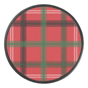 Christmas plaid hockey puck