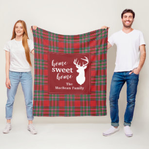 Christmas Plaid Holiday Home Sweet MacBean Tartan Fleece Blanket