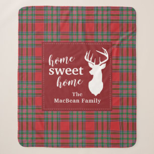 Christmas Plaid Holiday Home Sweet MacBean Tartan Sherpa Blanket