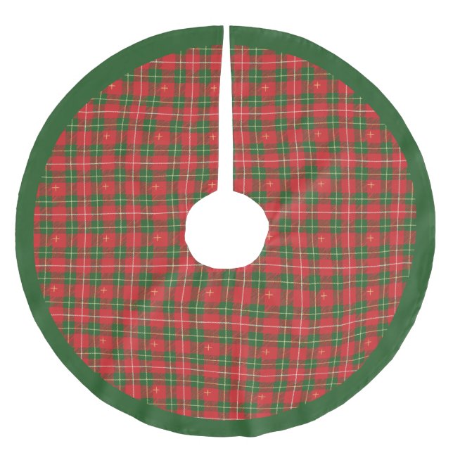 Christmas Plaid Irish Red Brushed Polyester Tree Skirt (Front)