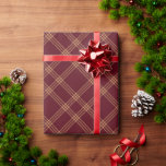 Christmas plaid maroon wine gold diagonal pattern wrapping paper<br><div class="desc">Vintage Farmhouse country rustic holiday pattern gift wrapping paper. Dark maroon,  wine bordeaux and gold plaid pattern consisting of diagonal crisscrossed bands. Like a cosy flannel blanket.
Great for Christmas and the winter holiday season.</div>