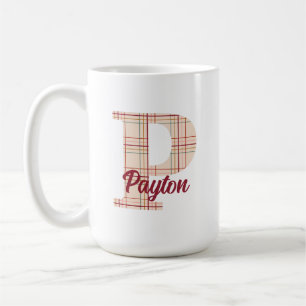 Christmas plaid monogram personalised coffee mug