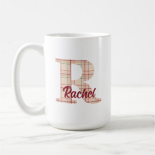 Christmas plaid monogram personalised coffee mug
