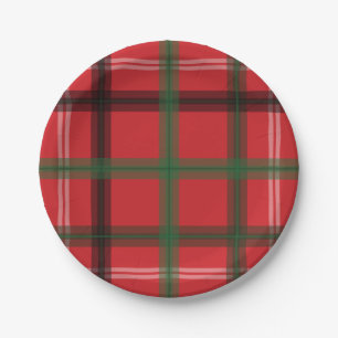Christmas plaid paper plate