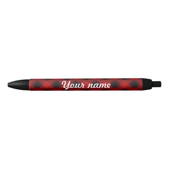 Christmas plaid pattern red and black ink pen (Front)