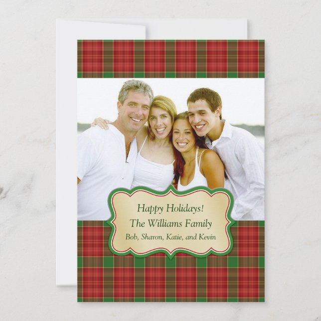 Christmas Plaid Photo Card (Front)