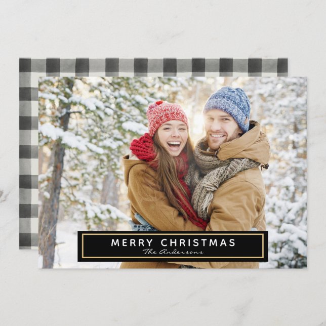 Christmas Plaid Photo Card (Front/Back)