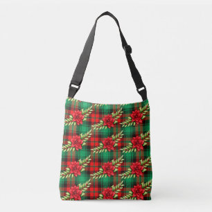 Christmas Plaid Poinsettias And Leaves 2 Crossbody Bag