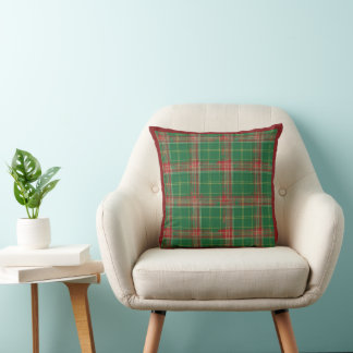 Christmas Plaid Ragged Red Green Cushion