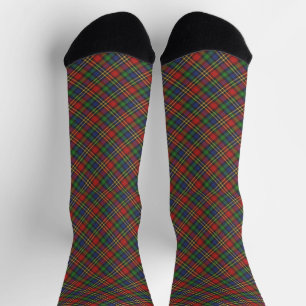 Christmas plaid red blue green diagonal pattern socks