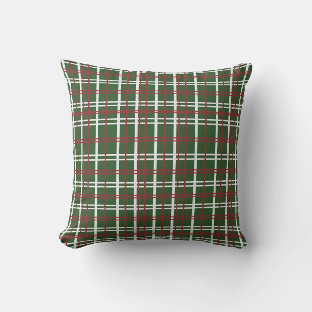 Christmas Plaid Red, Green, White Cushion (Front)