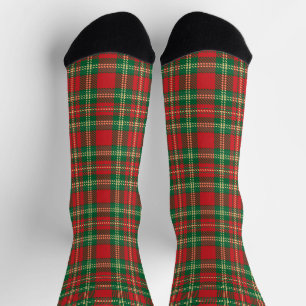 Christmas plaid red green yellow tartan pattern socks