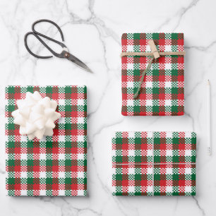 Christmas plaid red white green buffalo pattern wrapping paper sheet