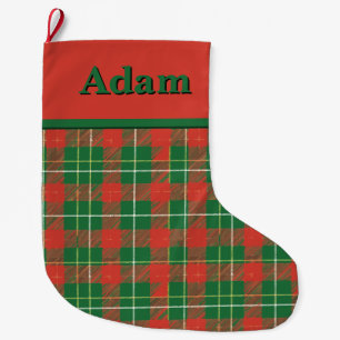 Christmas Plaid Red with Green Large Christmas Stocking
