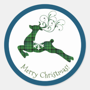 Christmas Plaid Reindeer Stickers