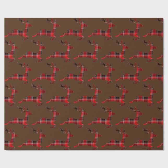 Christmas plaid reindeer wrapping paper (Flat)
