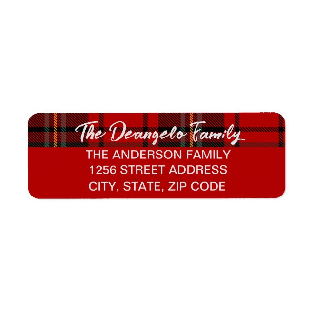 Christmas Plaid  Return Address Label (Front)