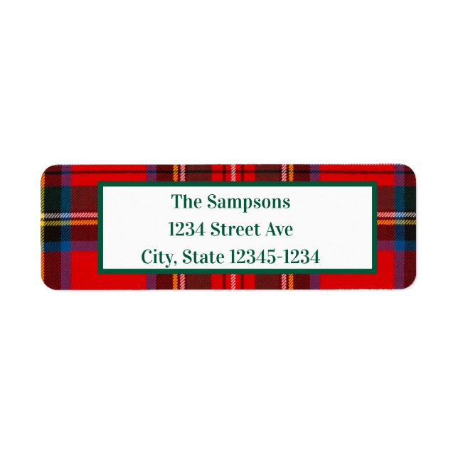 Christmas Plaid Return Address Label (Front)