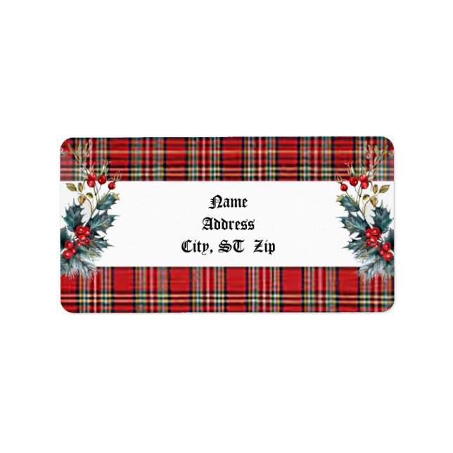 Christmas Plaid Return Address Labels (Front)