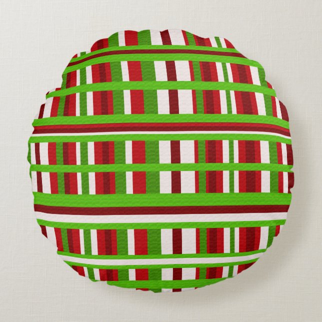 Christmas Plaid Round Cushion (Front)