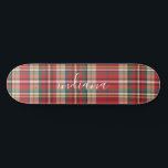 Christmas Plaid Rustic Red Green White Personalise Skateboard<br><div class="desc">Christmas Plaid Rustic Red Green White Check skateboard. Perfect for trainings and as a stocking stuffer. Other tartan and plaid leggings also available in this store</div>