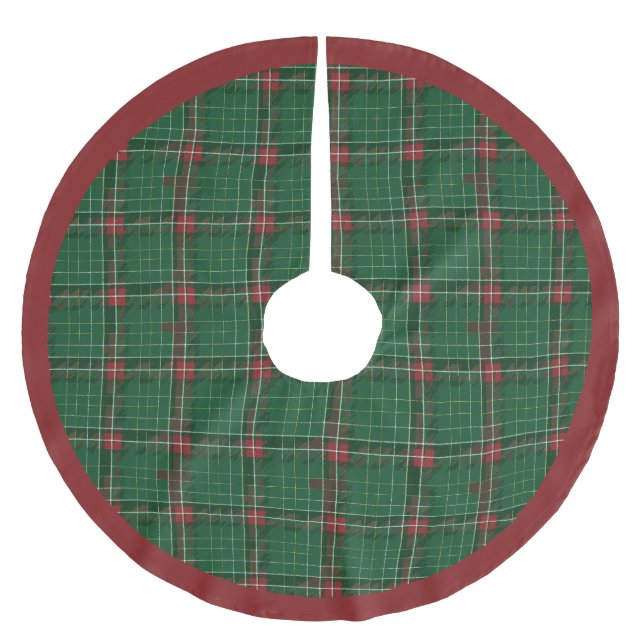Christmas Plaid Scottish Red on Green Brushed Polyester Tree Skirt (Front)