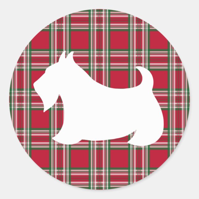 Christmas Plaid Scottish Terrier Dog Sticker (Front)