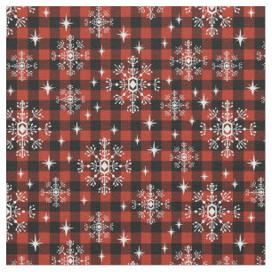 Christmas Plaid Snow Fabric