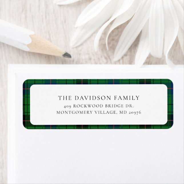 Christmas Plaid Tartan Green Custom Return Address Label (Insitu)