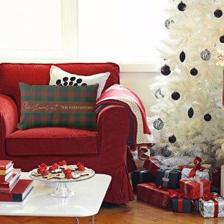 Christmas Plaid/Tartan Red and Green Throw Pillow