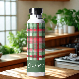 Christmas Plaid Water Bottle