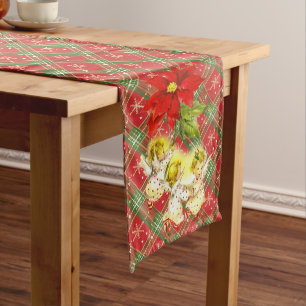 Christmas Plaid with Angels Long Table Runner