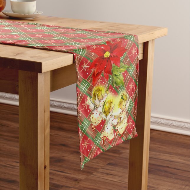 Christmas Plaid with Angels Long Table Runner (In Situ)