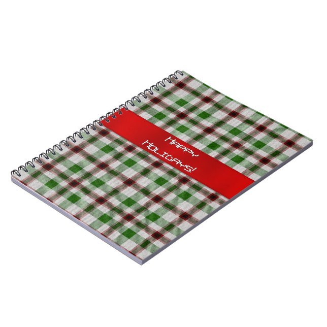 Christmas Plaid With Red Ribbon Notebook (Left Side)