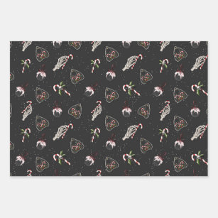 Christmas Planchette & Skeleton Hand Candy Cane Wrapping Paper Sheet
