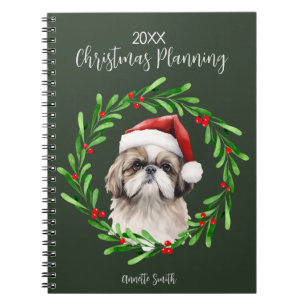 Christmas Planning Dog Shih Tzu breed pup Notebook