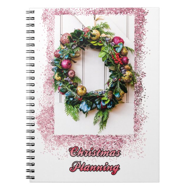 Christmas Planning Pastel Wreath Notebook (Front)