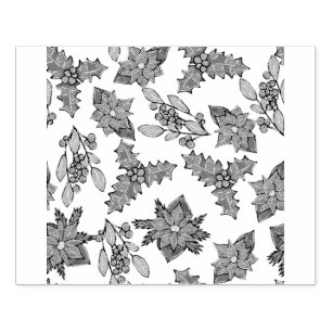 Christmas plants pattern rubber stamp