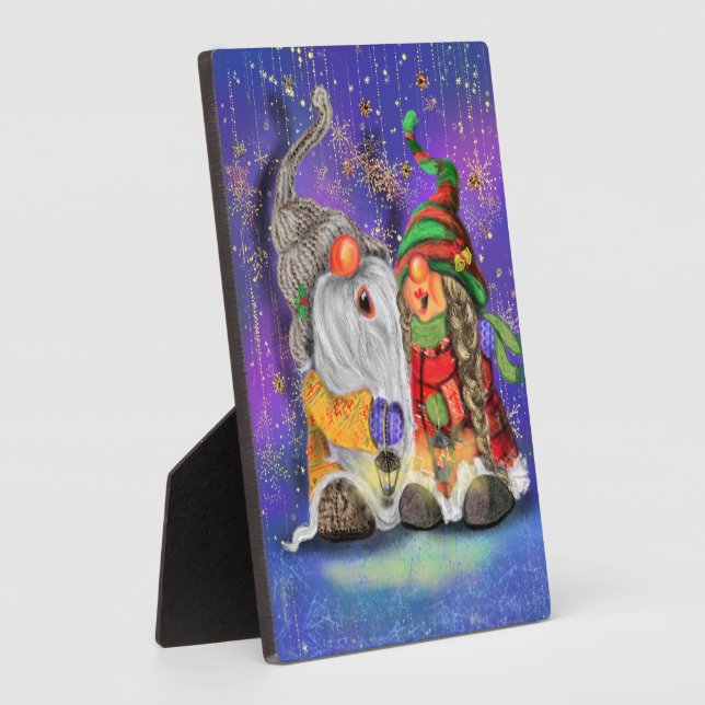 Christmas Plaque Gift Couple Gnomes Singing (Side)