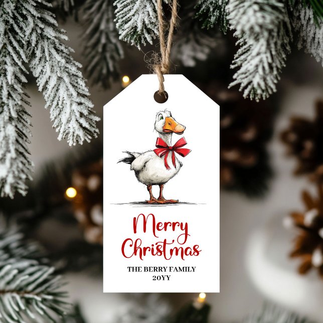 Christmas Playful Goose Whimsy Minimal Gift Tag (Christmas Playful Goose Whimsy Minimal Gift Tag)