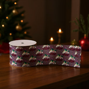 Christmas Plum Pudding  Tissue Paper Grosgrain Ribbon
