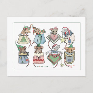 Christmas Pocket Mice Postcard
