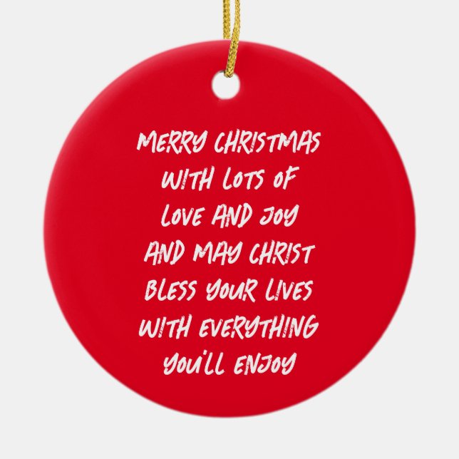 CHRISTMAS POEM CERAMIC ORNAMENT (Front)