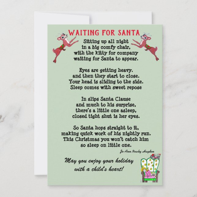 CHRISTMAS POEM WAITING FOR SANTA  HOLIDAY CARD (Front)